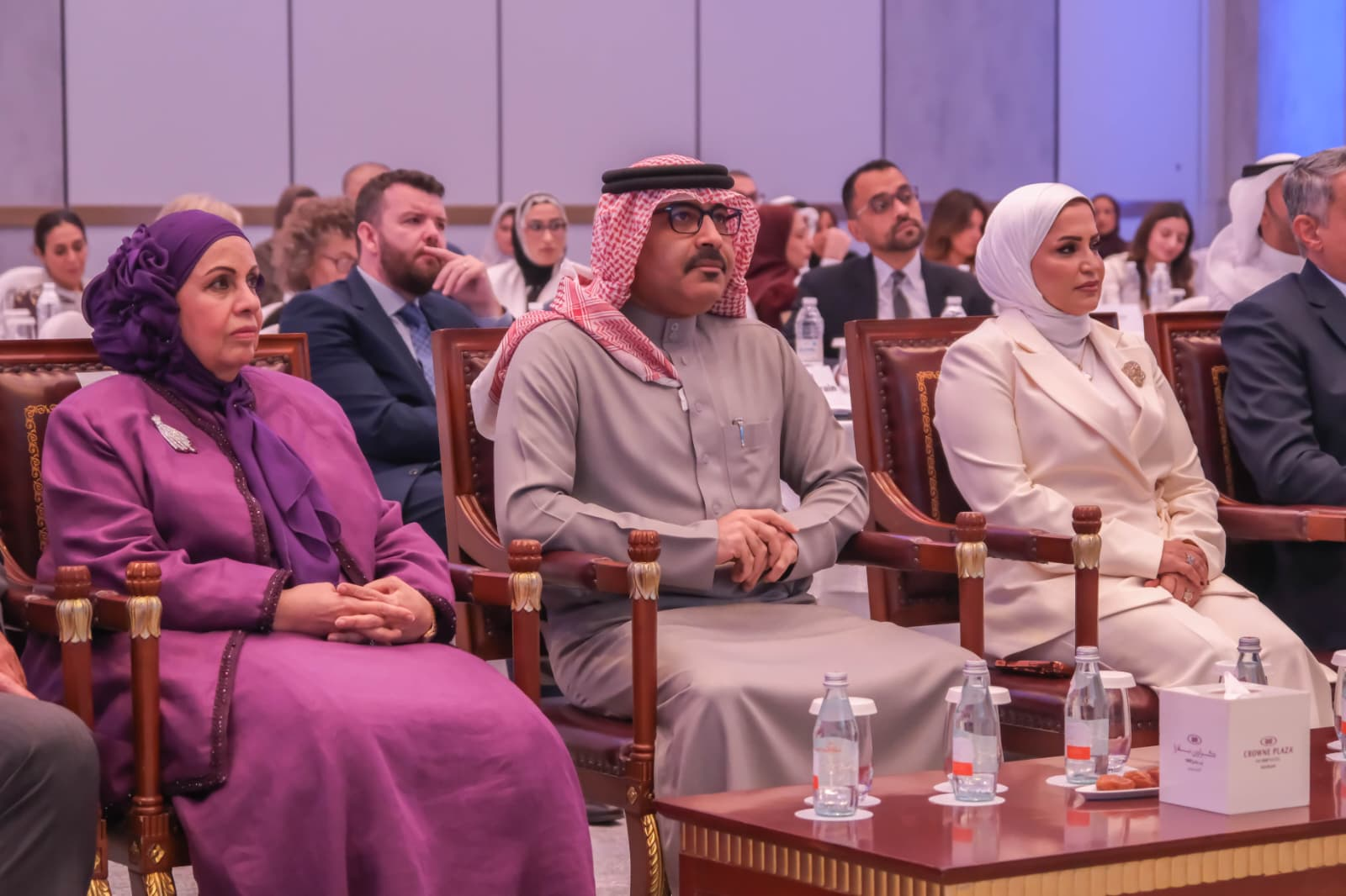 Prof. Mona bint Rashid Al-Zayani, Chairperson of Gulf University’s Board of Trustees and Directors, seated among the leadership attending the Higher Education Council ceremony